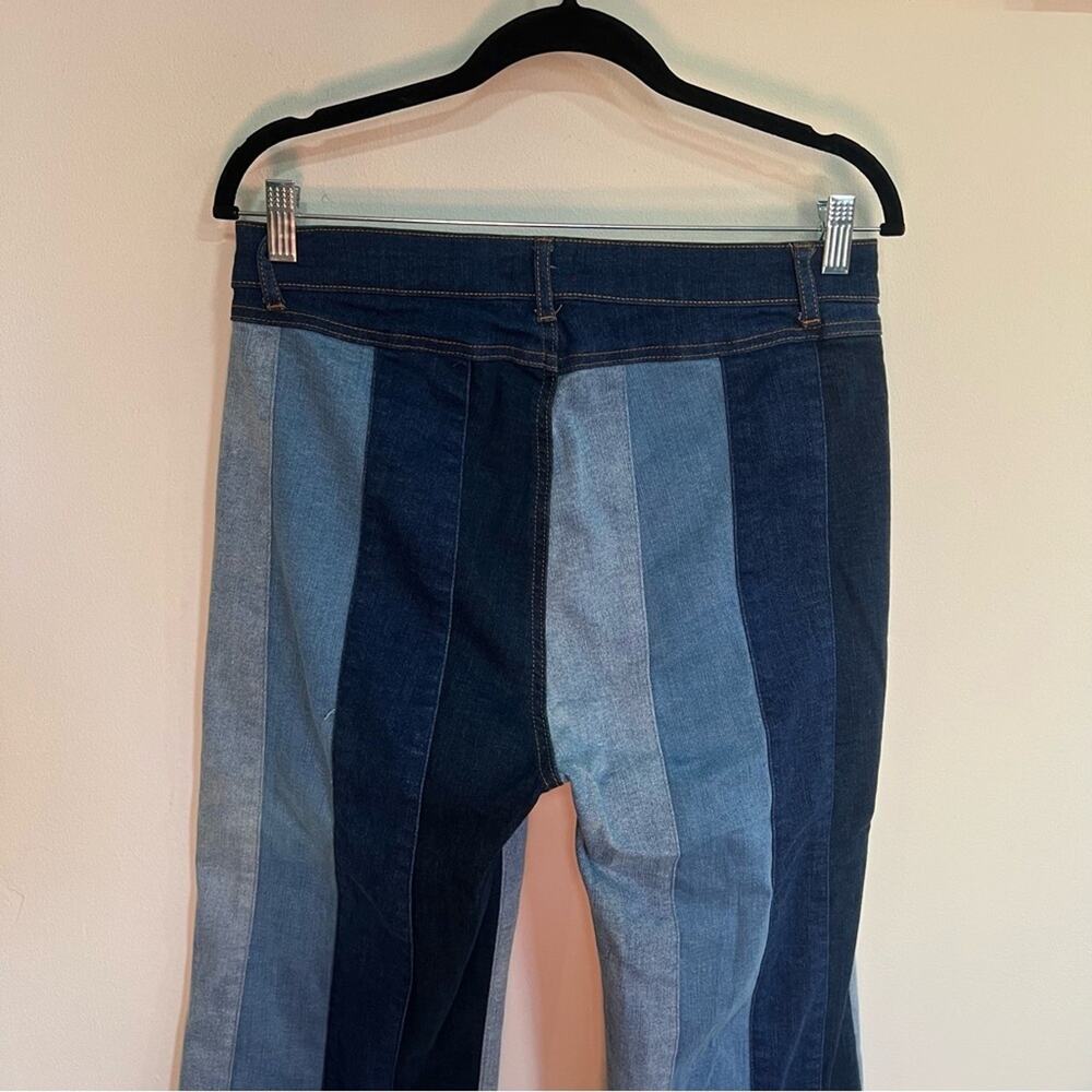Scully Patchwork Striped Flared Jeans Woman Size 12 - Picture 7 of 8